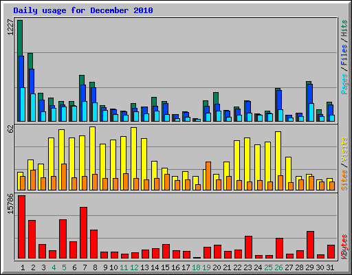 Daily usage for December 2010