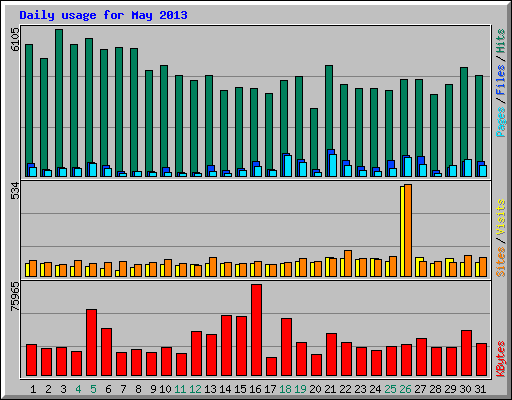 Daily usage for May 2013