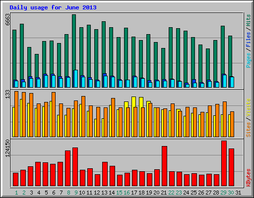 Daily usage for June 2013
