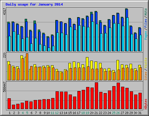 Daily usage for January 2014