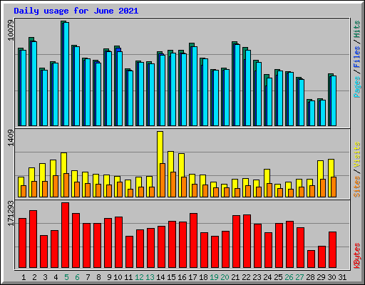 Daily usage for June 2021