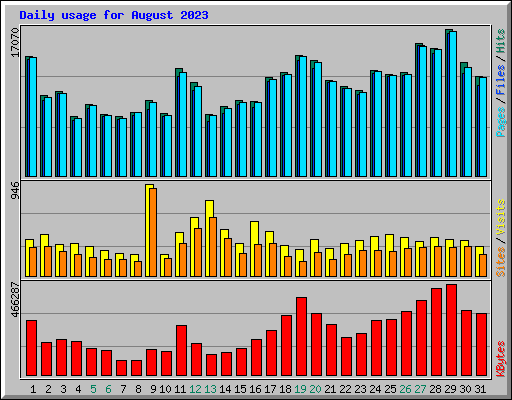 Daily usage for August 2023