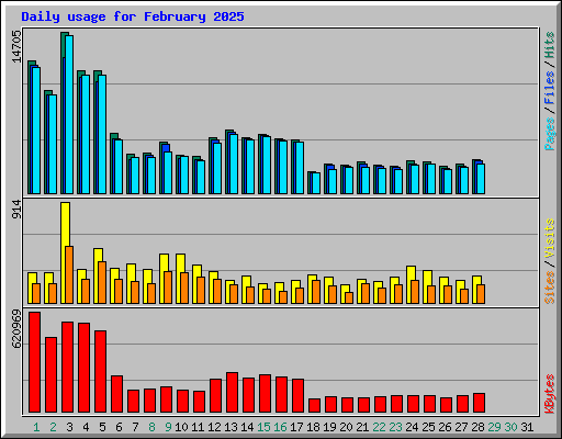 Daily usage for February 2025
