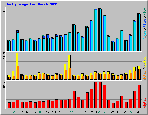 Daily usage for March 2025