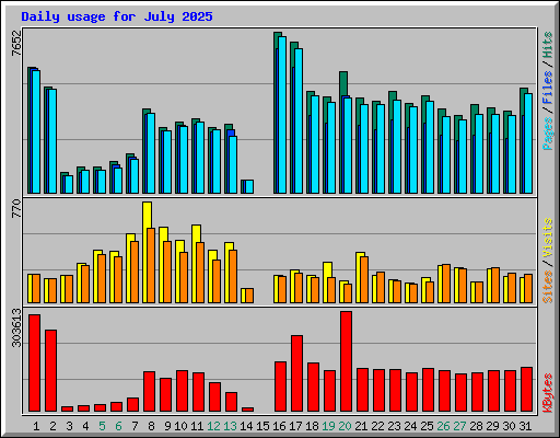 Daily usage for July 2025