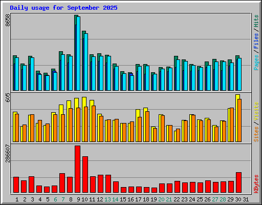 Daily usage for September 2025